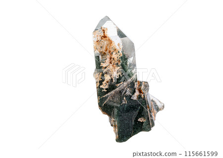 macro Axinite mineral stone on a white background 115661599