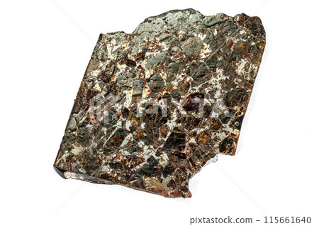Macro stone mineral meteorite tektite on white background 115661640