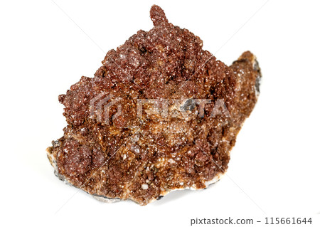 Macro stone Calcite mineral on a white background Macro stone Calcite mineral on a white background 115661644