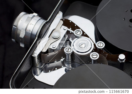 Close-up of Vintage 8mm Camera Mechanism 115661670