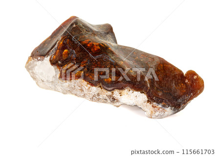 Macro Opal mineral stone in rock on white background 115661703