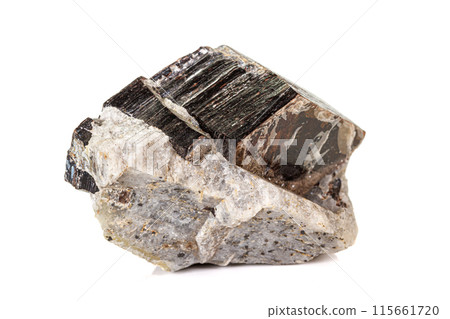 Macro of a mineral stone Vesuvianite on a white background 115661720