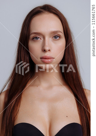 Healthy skin woman beauty hand manicure touching skin portrait natural make up Healthy skin woman beauty hand manicure touching skin portrait natural make up 115661765