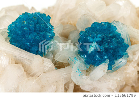 Macro stone mineral Cavansite on white background 115661799