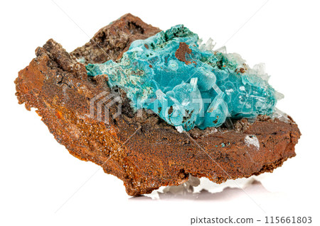 Macro stone Hemimorphite mineral on white background 115661803