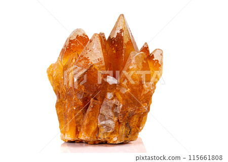Macro stone calcite mineral on white background 115661808
