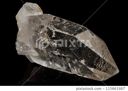 Macro mineral stone rhinestone, rock crystal on a black background Macro mineral stone rhinestone, rock crystal on a black background 115661987
