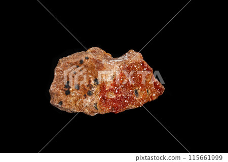 Macro mineral stone Vanadinite on a black background Macro mineral stone Vanadinite on a black background 115661999