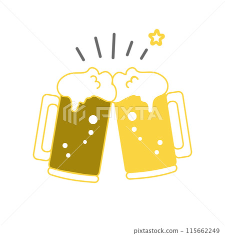 Toasting with a mug of beer illustration Toasting with a mug of beer illustration 115662249