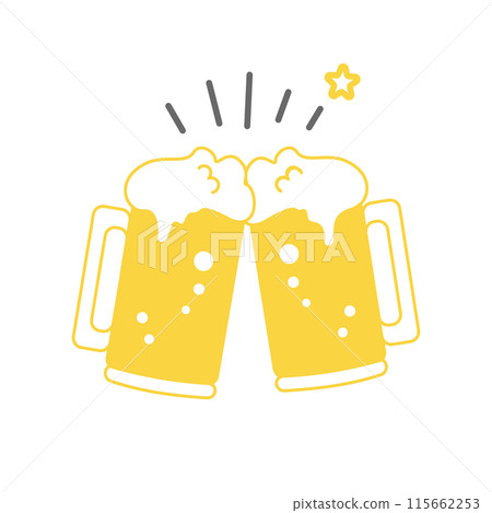 Toasting with a mug of beer illustration Toasting with a mug of beer illustration 115662253