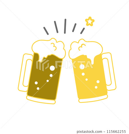 Toasting with a mug of beer illustration Toasting with a mug of beer illustration 115662255