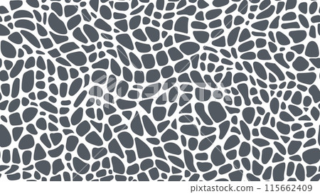 Mosaic pebble stone floor pattern. Rock texture vector background with gravel, cobblestone and pebble stones. Floor and wall tile, street, pavement or sidewalk structure, abstract geometric pattern 115662409