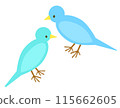 Illustration of a pair of blue birds, 2 birds 115662605