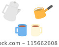 Coffee and pot milk pan illustration set 115662608