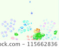 Rain, rainy season, hydrangea, snail, colorful, background, illustration 115662836