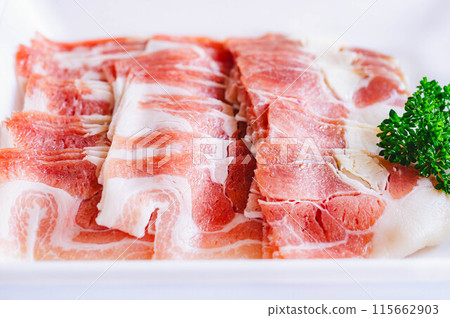 Spanish pork belly slices 115662903