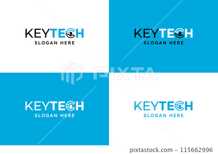 Vector set of security key technology horizontal logo design templates 115662996