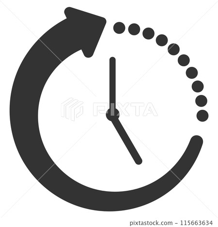 A black clock icon representing time saving and efficiency A black clock icon representing time saving and efficiency 115663634