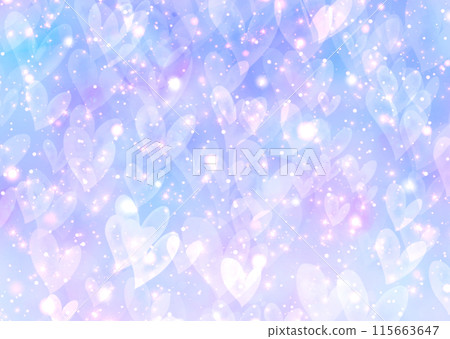Purple, pink, and green gradient background with lots of sparkling hearts 115663647