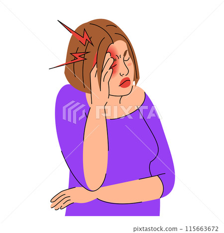 Woman suffering from headache vector isolated Woman suffering from headache vector isolated 115663672