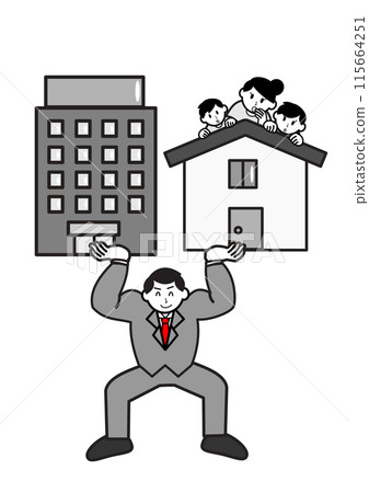 A salaryman who supports his company and his family 115664251