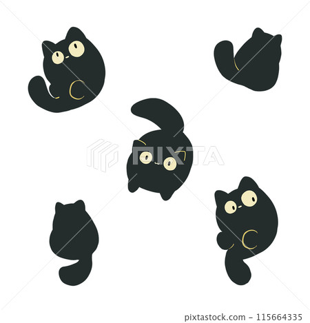 Set of black cats 115664335