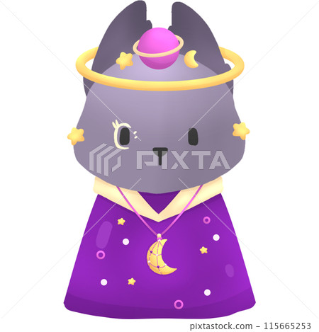 Cat in purple dress and space, stars, moon Cat in purple dress and space, stars, moon 115665253