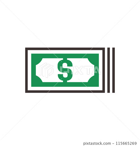 Banknote icon with dollar symbol Banknote icon with dollar symbol 115665269
