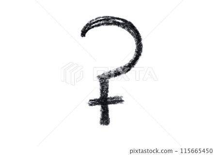 A hand-drawn Ceres symbol in black pencil on a white background A hand-drawn Ceres symbol in black pencil on a white background 115665450