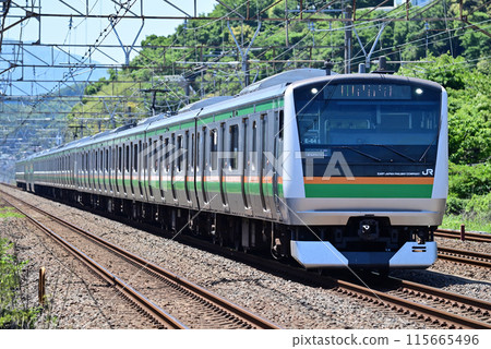 Tokaido Line, Oiso-Ninomiya, JR East, E233 series 3000 series, E-64 train (Kozu) Tokaido Line, Oiso-Ninomiya, JR East, E233 series 3000 series, E-64 train (Kozu) 115665496