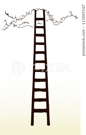 Vector drawing of high ladder at clouds 115665587