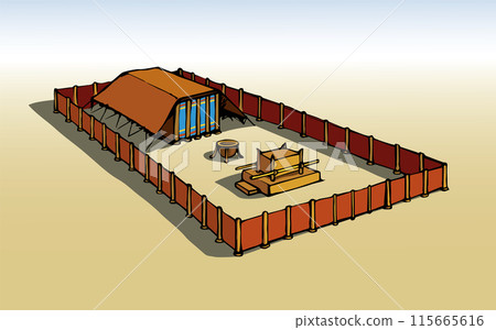Vector drawing. Tabernacle of Moses in the desert 115665616