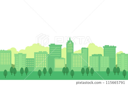 Illustration of a cityscape with rows of buildings 115665791