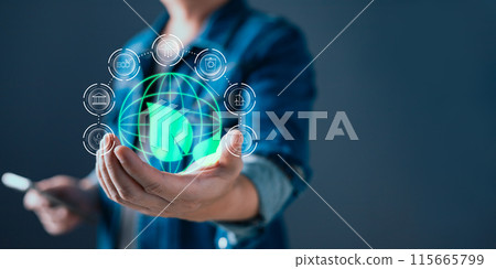 human are raising the planet to save energy,and reduce global warming,idea for environment conscious business,carbon credit,reducing greenhouse gas emissions,ESG for Environment Social and Governance 115665799