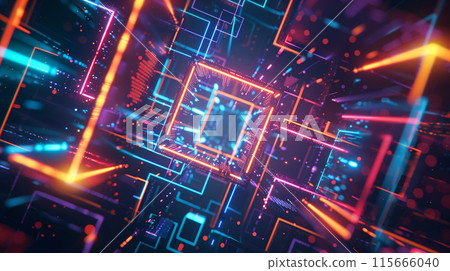 霓虹燈空間，隧道。科幻空間 115666040