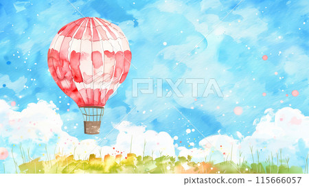 氣球和天空的水彩畫 115666057