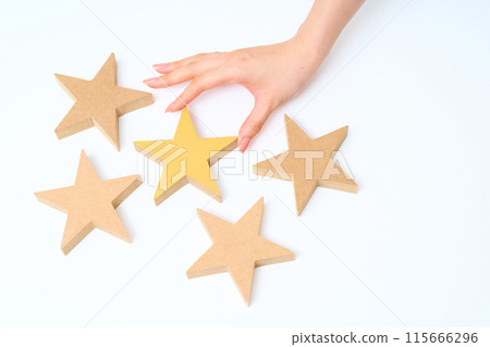 Five star wooden blocks arranged Five star wooden blocks arranged 115666296