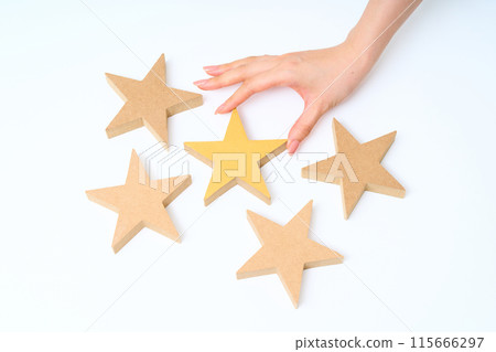 Five star wooden blocks arranged 115666297