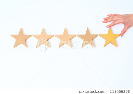 Five star wooden blocks arranged Five star wooden blocks arranged 115666298