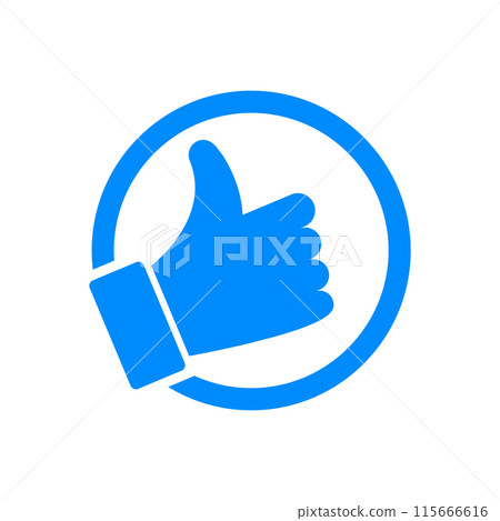 Blue thumb up icon isolated on white background. Like button. Social media icon. Vector illustration Blue thumb up icon isolated on white background. Like button. Social media icon. Vector illustration 115666616