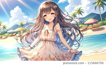 Beautiful girl enjoying summer Beautiful girl enjoying summer 115666799