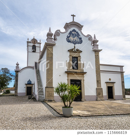 The Church Igreja de Sao Lourenco in the old town of Almancil at the east Algarve in the south of Portugal, Europe. The Church Igreja de Sao Lourenco in the old town of Almancil at the east Algarve in the south of Portugal, Europe. 115666819
