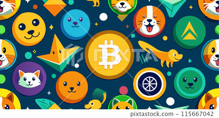 Vector color version logos of cryptocurrency coins and tokens. Vector illustration Vector color version logos of cryptocurrency coins and tokens. Vector illustration 115667042