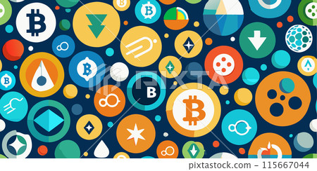 Vector color version logos of cryptocurrency coins and tokens. Vector illustration 115667044
