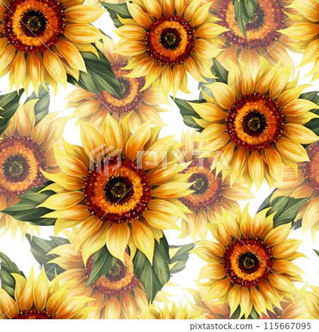 Sunflower floral seamless pattern. Bright summer background. Sunflower floral seamless pattern. Bright summer background. 115667095
