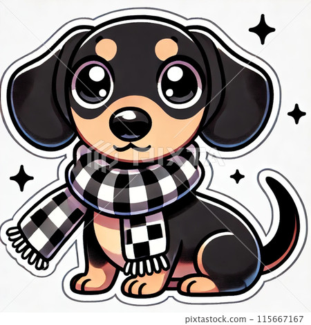 戴著圍巾的迷你臘腸犬 115667167