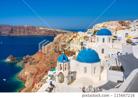 Oia village, Santorini Island, Greece. Travel and vacation photography. 115667216