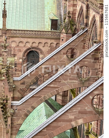 Panoramic view from the cathedral of Strasbourg. Alsace. France roof.  115667681