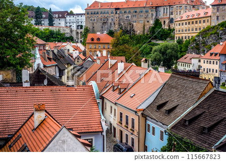 Rooftop view of the house surrounding. Cesky Krumlov, Czech Republic Rooftop view of the house surrounding. Cesky Krumlov, Czech Republic 115667823