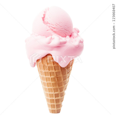 Single scoop of strawberry ice cream in a... - Stock Illustration ...